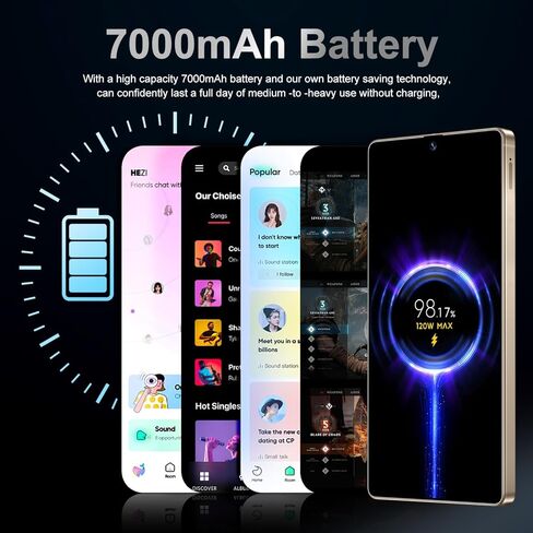 MMY I25 Ultra 5G Smartphone Smartphort ، 8GB+256GB الهاتف الخليوي بالكامل لـ Android 14 ، 6.99 "هاتف محمول غير مؤمن ، 7000 مللي أمبير ، 68 ميجابكسل+108 ميجابكسل كاميرا مزدوجة/قفل SIM/بصمات الأصابع المزدوجة (أسود) in Kuwait