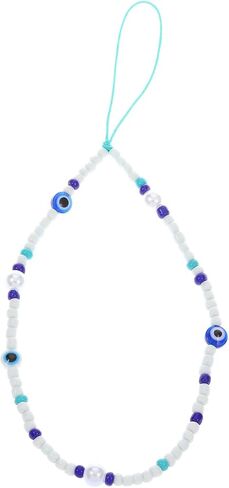 POYAMUSE Beaded Evil Eye Phone Charm Bracelet, Geometric Resin Flower Design Anti-Loss Wrist Strap, Stylish Protection Amulet and Trendy Beaded Hand Chain for Men and Women in Saudi Arabia