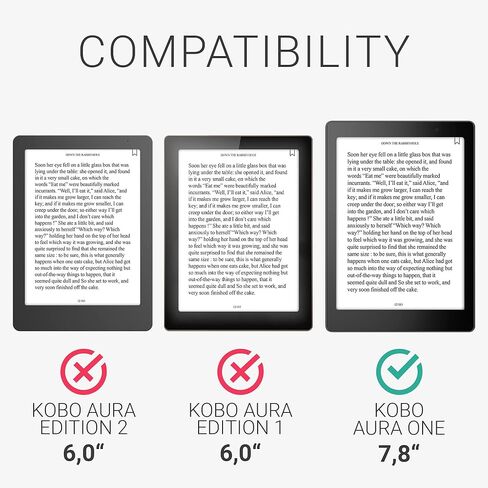حافظة kwmobile متوافقة مع Kobo Aura ONE - غطاء القارئ الإلكتروني من جلد البولي يوريثان والقماش - فحمي/أسود in Kuwait