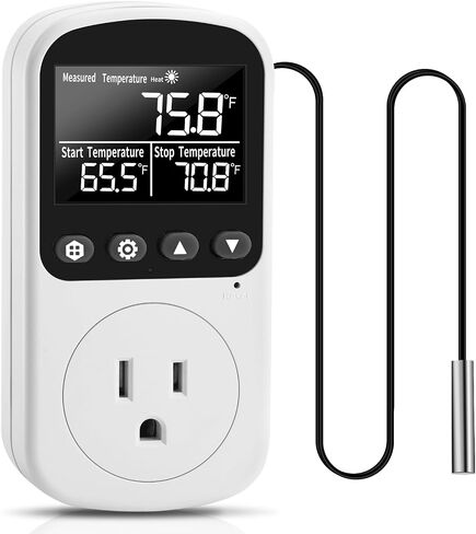 Diymore Digital Thermostat Temperature Controller Outlet,Plug in Thermostat for Heater 1800W, Heating/Cooling Mode, Timer, 15A /120V,104℉~210℉ for Reptile Thermostat in Saudi Arabia