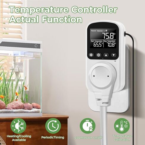 Diymore Digital Thermostat Temperature Controller Outlet,Plug in Thermostat for Heater 1800W, Heating/Cooling Mode, Timer, 15A /120V,104℉~210℉ for Reptile Thermostat in Saudi Arabia