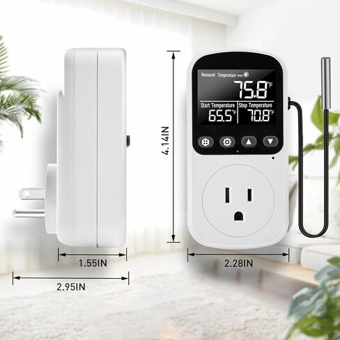 Diymore Digital Thermostat Temperature Controller Outlet,Plug in Thermostat for Heater 1800W, Heating/Cooling Mode, Timer, 15A /120V,104℉~210℉ for Reptile Thermostat in Saudi Arabia