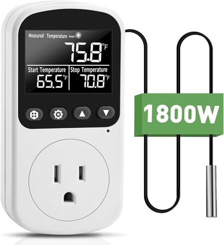 Diymore Digital Thermostat Temperature Controller Outlet,Plug in Thermostat for Heater 1800W, Heating/Cooling Mode, Timer, 15A /120V,104℉~210℉ for Reptile Thermostat in Saudi Arabia
