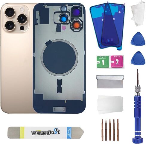 16 Pro max Back Glass Replacement with Metal Camera Frame &Magnet for iPhone 16 Pro max (6.9-inch) & Includes Replacement Tools in Kuwait