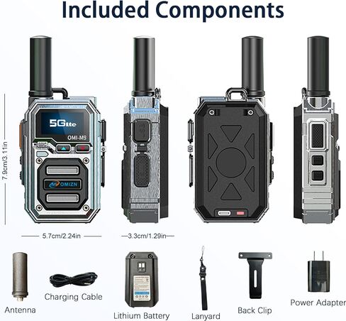 M9 Walkie Talkie with SIM Card Unlimited Range Worldwide Available PoC Two Way Radios Long Range 6800mAh Battery AES256 Encryption Zinc Alloy IP54 Noise Reduction Type-C Charging 2 Pack in Kuwait