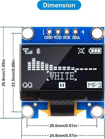 0.96 Inch OLED Display Module 12864 LCD Screen 128x64 IIC I2C OLED Board SSD1315 Driver for Arduino Raspberry Pi Pico RAK WisBlock Meshtastic (2Pcs Blue) in Saudi Arabia
