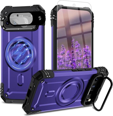 for Google Pixel 9 Pro XL Case [15 FT Military Grade Drop Protection] with Screen Protector & Lens Protector Heavy-Duty Shockproof Kickstand Case for Pixel 9 Pro XL (Dark Blue) in Kuwait