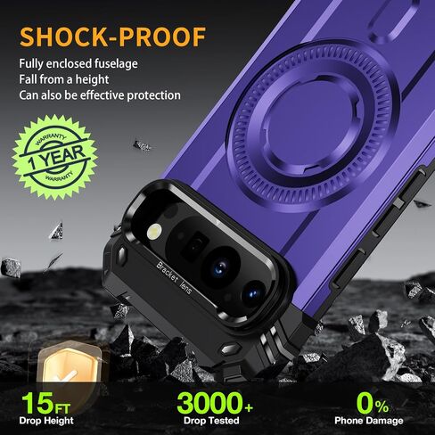for Google Pixel 9 Pro XL Case [15 FT Military Grade Drop Protection] with Screen Protector & Lens Protector Heavy-Duty Shockproof Kickstand Case for Pixel 9 Pro XL (Dark Blue) in Kuwait
