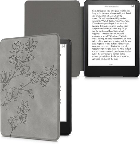 kwmobile Cover Compatible with Amazon Kindle Paperwhite (2024)/Colorsoft Cover - eReader Case - Meow Cat Grey/Black in Saudi Arabia