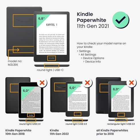 kwmobile Cover Compatible with Amazon Kindle Paperwhite (2024)/Colorsoft Cover - eReader Case - Meow Cat Grey/Black in Saudi Arabia