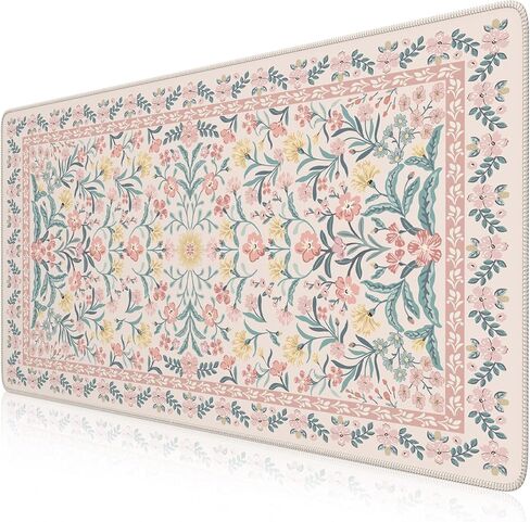 iCasso Pink Desk Mat, Desk Pad, Computer Mats for Desktop, Desk Matt, XXL Large Mouse Pad for Desk, Anti-Slip Big Mousepad with Stitched Edges, Keyboard Pad Mouse Mat for Computer(Pink Floral) in Kuwait