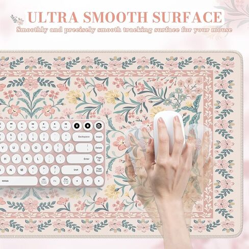 iCasso Pink Desk Mat, Desk Pad, Computer Mats for Desktop, Desk Matt, XXL Large Mouse Pad for Desk, Anti-Slip Big Mousepad with Stitched Edges, Keyboard Pad Mouse Mat for Computer(Pink Floral) in Kuwait