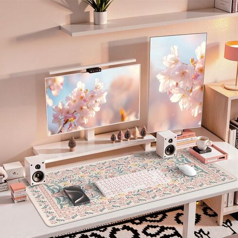 iCasso Pink Desk Mat, Desk Pad, Computer Mats for Desktop, Desk Matt, XXL Large Mouse Pad for Desk, Anti-Slip Big Mousepad with Stitched Edges, Keyboard Pad Mouse Mat for Computer(Pink Floral) in Kuwait