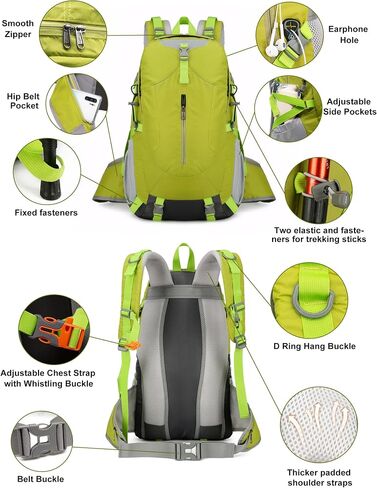 حقيبة تحمل على الظهر المشي لمسافات طويلة Long Keeper 40L مع غلاف الأمطار حقيبة ظهر تخييم خفيفة الوزن للرجال للرجال in Kuwait