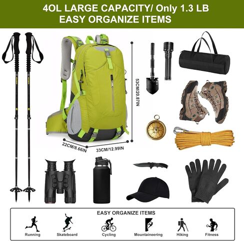 حقيبة تحمل على الظهر المشي لمسافات طويلة Long Keeper 40L مع غلاف الأمطار حقيبة ظهر تخييم خفيفة الوزن للرجال للرجال in Kuwait