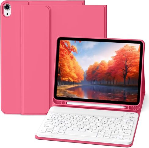 for iPad (A16) 11th/10th Generation Case with Keyboard 11/10.9 inch (2025/2022), Detachable Wireless Bluetooth iPad Keyboard Case Thin & Light with Built-in Pencil Holder, Pink in Kuwait