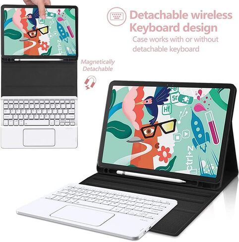 حالة لوحة مفاتيح لوحة اللمس الخلفية لـ Galaxy Tab A. 10.5 (SM-T590 / T595 / T597) ، لوحة مفاتيح Bluetooth القابلة للفصل مغناطيسيًا مع غطاء حامل جلدي لـ Galaxy Tab A 10.5 (إصدار 2018) ، الأسود) in Kuwait