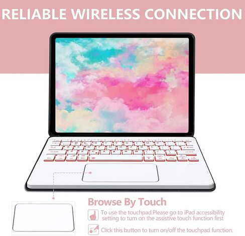 حالة لوحة مفاتيح لوحة اللمس الخلفية لـ Galaxy Tab A. 10.5 (SM-T590 / T595 / T597) ، لوحة مفاتيح Bluetooth القابلة للفصل مغناطيسيًا مع غطاء حامل جلدي لـ Galaxy Tab A 10.5 (إصدار 2018) ، الأسود) in Kuwait