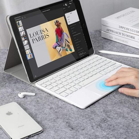 حالة لوحة مفاتيح لوحة اللمس الخلفية لـ Galaxy Tab A. 10.5 (SM-T590 / T595 / T597) ، لوحة مفاتيح Bluetooth القابلة للفصل مغناطيسيًا مع غطاء حامل جلدي لـ Galaxy Tab A 10.5 (إصدار 2018) ، الأسود) in Kuwait