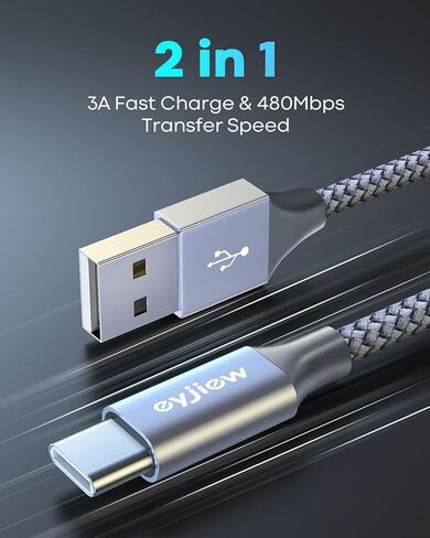 كبل USB C [3 حزمة] ، QC 3.0 USB إلى Cable Cable USB C ، الشحن السريع ، [1.5 قدم+3.3 قدم+3.3 قدم] نايلون مضفر من نوع بيانات الاتصال in Kuwait