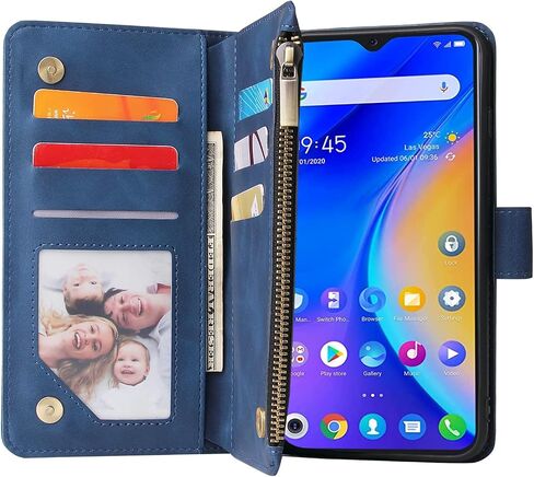Asuwish Compatible with TCL 20 SE 6.82 Wallet Case and Tempered Glass Screen Protector Flip Cover Card Holder Stand Cell Accessories Phone Cases for TCL20SE Android 11 TLC 20SE T6710 6.82" Women Blue in Saudi Arabia