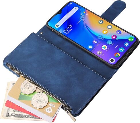 Asuwish Compatible with TCL 20 SE 6.82 Wallet Case and Tempered Glass Screen Protector Flip Cover Card Holder Stand Cell Accessories Phone Cases for TCL20SE Android 11 TLC 20SE T6710 6.82" Women Blue in Saudi Arabia
