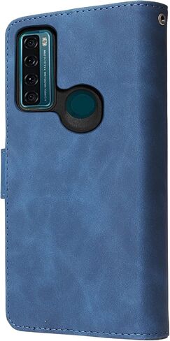 Asuwish Compatible with TCL 20 SE 6.82 Wallet Case and Tempered Glass Screen Protector Flip Cover Card Holder Stand Cell Accessories Phone Cases for TCL20SE Android 11 TLC 20SE T6710 6.82" Women Blue in Saudi Arabia