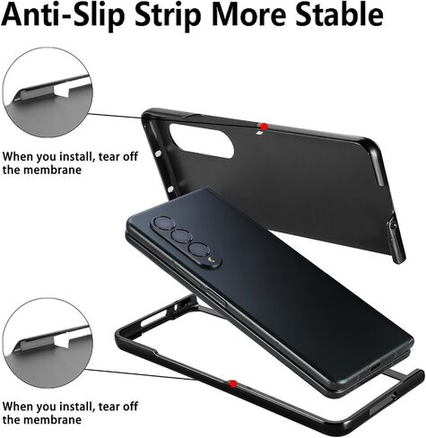 Omio for Galaxy Z Fold 6 Leather Case with S Pen Holder & Strap, Wrist Strap Leather Back Cover Hard PC Shockproof Finger Grip Case for Men Women Girls, Brown in Kuwait