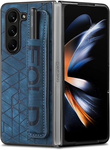 omio for galaxy z fold 6 case with s pen rolder & strap ، حزام معصم ، غلاف خلفي للمعصم. in Kuwait
