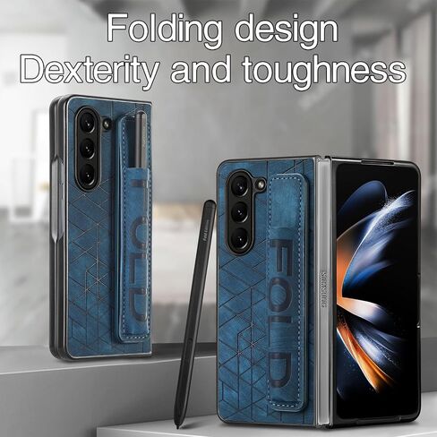 omio for galaxy z fold 6 case with s pen rolder & strap ، حزام معصم ، غلاف خلفي للمعصم. in Kuwait