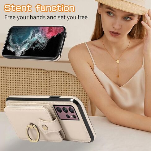 Asuwish Phone Case for Samsung Galaxy S22 Ultra 5G Wallet Cell Cover with Screen Protector Crossbody Strap Ring Stand RFID Credit Card Holder S22ultra 22S S 22 S22ultra5g 6.8 Women Girls Purple in Kuwait