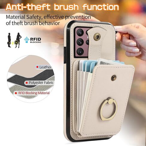 Asuwish Phone Case for Samsung Galaxy S22 Ultra 5G Wallet Cell Cover with Screen Protector Crossbody Strap Ring Stand RFID Credit Card Holder S22ultra 22S S 22 S22ultra5g 6.8 Women Girls Purple in Kuwait