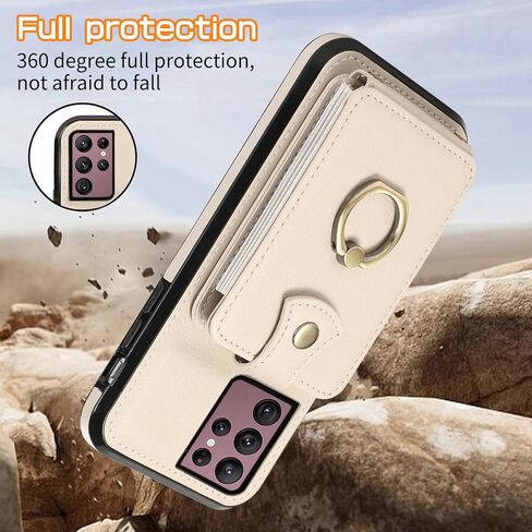 Asuwish Phone Case for Samsung Galaxy S22 Ultra 5G Wallet Cell Cover with Screen Protector Crossbody Strap Ring Stand RFID Credit Card Holder S22ultra 22S S 22 S22ultra5g 6.8 Women Girls Purple in Kuwait