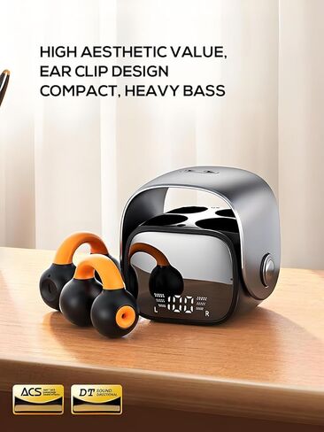 Wireless Ear Clip Headphones Bluetooth 5.3 - Lightweight Bone Conduction Earbuds with LED Display, Open Ear Earphones Compact Mini Design for Small Ears, Fit for Running, Sports & Gym in Kuwait