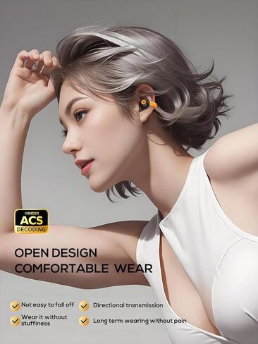 Wireless Ear Clip Headphones Bluetooth 5.3 - Lightweight Bone Conduction Earbuds with LED Display, Open Ear Earphones Compact Mini Design for Small Ears, Fit for Running, Sports & Gym in Kuwait
