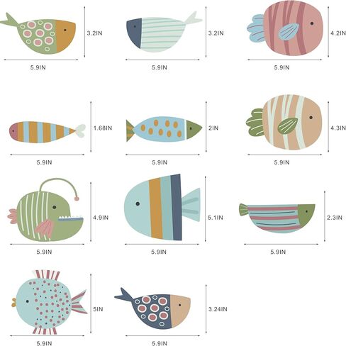 ajdvart ديكور جدار السمك الخشبي - 5 قطع ديكور جدار ساحلي للشاطئ البحري، منحوتة سمكة للمنزل، منزل البحيرة، حمام المحيط، غرفة النوم، غرفة الأطفال، الحضانة، ديكور غرفة اللعب in Kuwait