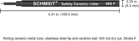 Schmidt 888 Technology Ceramic Rollerball Plastic Tube Refill Broad Point 1.0mm, Black, 2 Pack Blister (SC58113) in Kuwait