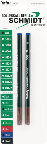 Schmidt 888 Technology Ceramic Rollerball Plastic Tube Refill Broad Point 1.0mm, Black, 2 Pack Blister (SC58113) in Kuwait
