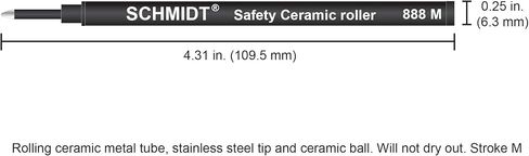 Schmidt 888 Technology Ceramic Rollerball Plastic Tube Refill Broad Point 1.0mm, Black, 2 Pack Blister (SC58113) in Kuwait