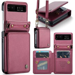 Classic PU Leather Flip Case for Motorola Razr 2023 with Card Holder & Crossbody Strap - Green