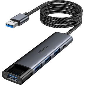 USB 3.0 Hub,MOGOOD 5 Ports Multiple USB Hub USBA Extender [Charging Not Supported] USB 3.0 Adapter HUB Compatible for Laptop,MacBook,PC, Printer, Mobile HDD and More