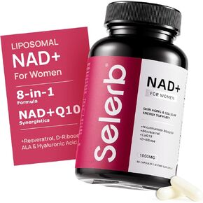 NAD+ Supplement for Women's Skin Aging Support, Energy, and Focus with Nicotinamide Riboside, CoQ10, Niacinamide - Skin Aging, Cellular Energy & Skincare Support - 30 Capsules, GMO Free