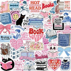 150 PCS Holographic Book Stickers for Kindle Adult Girls, Aesthetic Bookish Stickers for Booktok Readers, Waterproof Vinyl Decals for Laptop, Ebook Readers, Water Bottles, Journal, Scrapbook