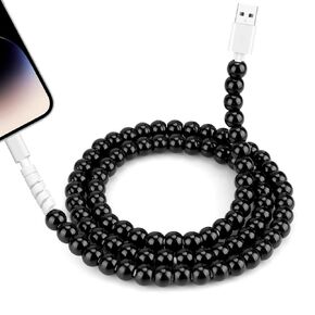 Coolden for iPhone Charger Cord 3.3FT USB to iPhone Cable for iPhone Charger Fast Charging Stylish Black Beaded for Men Women 66W USB A Cable for iPhone 14 13 12 11 Pro Max XR XS Max iPad Pro/Air/Mini