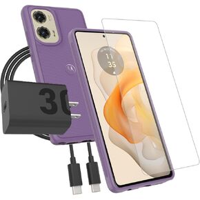 Motorola Moto G Stylus 5G 2024 Power and Protection Bundle - Protective Case + 9H Tempered Glass Screen Protector + TurboPower 30W Charger