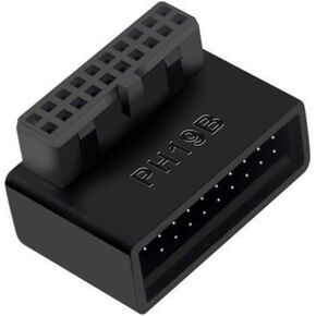 USB 19Pin/20Pin 90 Degree Male to Female L Turn Right Angle Extension Adapter(Down Angled)