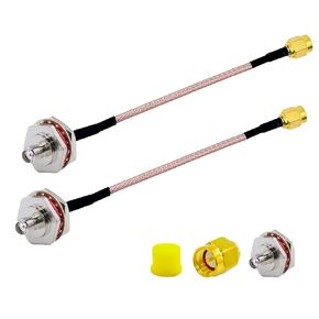 2PCS SMA Male to SMA Female Waterproof Box M16 Antenna Cable SMA Bulkhead Panel Mount RF Pigtail Coaxial Cable RG316 15cm/5.91inch for WiFi GSM Bluetooth Wireless Network Card Router