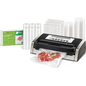 Powerful Vacuum Sealer Machine Built-in Cutter + 6 Rolls Bags (Total 8 Roll Bags)