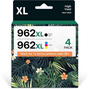 962XL Ink Cartridge Combo Pack Remanufactured for HP 962 Ink Work with *e Series Printers That Activated hp+ Service for HP OfficeJet Pro 9015e 9018e 9010 9025 9020 Series Office Printers (4 Pack)