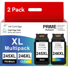 PG-245XL CL-246XL Ink Cartridge Combo Pack Replacement for Canon Printer Ink 245 246 Compatible for Pixma MG2522 MX490 TR4520 MX492 TR4500 TS202 TS302 TS3322 MG2500 Inkjet Printer, Print, Scan, Copy